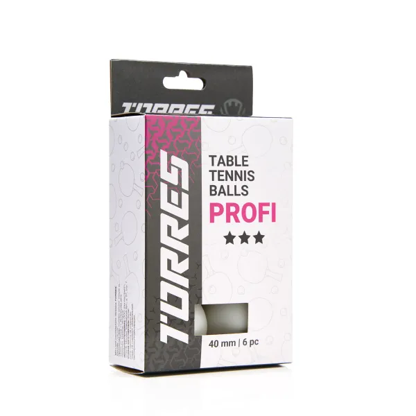 Мяч для наст. тенниса TORRES Profi 3*, TT23012, диам. 40+мм, упак. 6 шт, белый за 338.30 ₽ в Сургуте