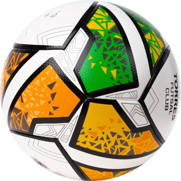 Мяч футзал. TORRES Futsal Club, FS323764, р.4, 10 пан. ПУ, 4 под. сл, гибрид. сш. бело-зел-оранж за 2&nbsp;264.40 ₽ в Сургуте