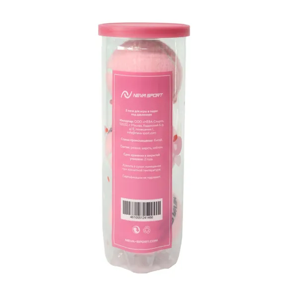 Мяч для падела NS Sakura, UAA2, уп.3 шт, сукно, нат.резина, розовый за 824.50 ₽ в Сургуте