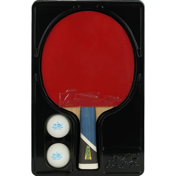 Ракетка для н/т DOUBLE FISH 5A+C, для продвин, ITTF Appr, накл. 2,1 мм, конич. ручка+ 2 мяча V40+мм за 2&nbsp;779.50 ₽ в Сургуте